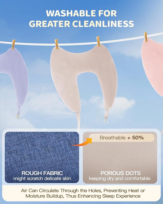 Memory Foam Kids Travel Pillow, Car Pillow for Kids, H-Shape Car Pillows for Sleeping, Removable Pillowcase, Adjustable, Porous Dots, Beige