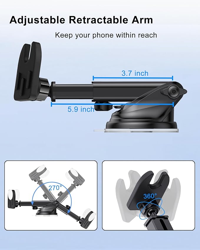 Car Mount for Pop Socket, Dashboard Windshield Car Phone Holder Compatible with Popsocket, Powerful Suction Cup Car Phone Mount Fits All Smartphones with Pop Grip