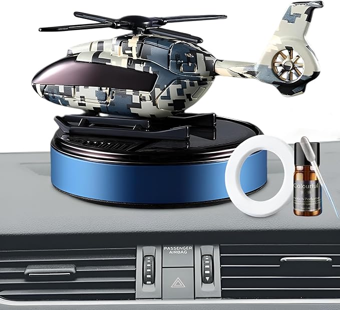 Car Air Freshener | Solar Powered Helicopter Scents Diffuser | Fashion Automotive Interior Decoration Accessories Purifiers for Car and Home Aromatherapy Dashboard (Blue)