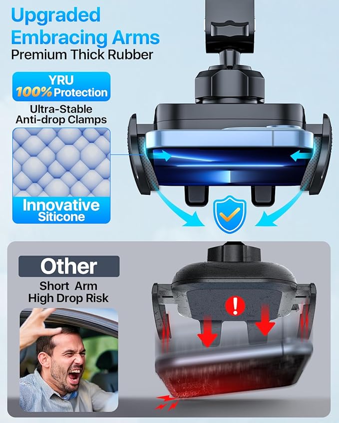 【98+LBS Strongest Suction & Military-Grade】Ultimate Car Phone Mount【Patent & Safety Cert】 Cell Phone Holder Truck Stand for Dashboard Windshield Vent for iPhone 17 Pro Max 16 15 Samsung,Graphite Black