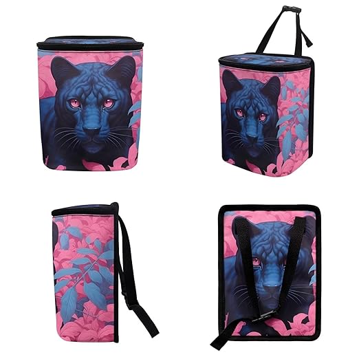 1.2 Gallons Car Trash Bag, Anime Girl Vehicle Trash Bag, Adjustable Hanging for Tail of Console/Back of Seats, Odor-Free with Zipper Leak-Proof Lid Design, Washable, Trips/Camping Essential