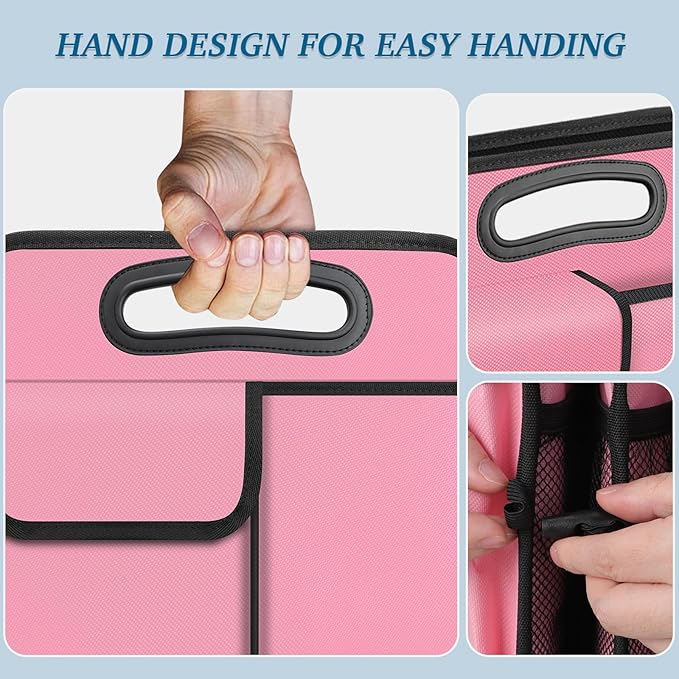 Trunk Organizer, Collapsible Waterproof Multi-Compartment Trunk Organizer for SUVs & Sedans, Car Storage with Reinforced Handles, Car Accessories for Women and Men, 52L