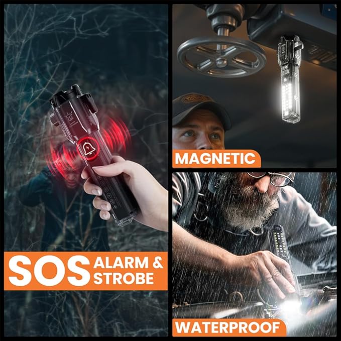 Yemao Car Safety Hammer Flashlight,Tactical Emergency Rescue Tool,Rechargeable LED High Lumens Flashlight,Car Window Glass Breaker and Seatbelt Cutter,Self Defense Multi-Function Torch