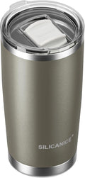 20oz Vacuum Insulated Tumbler - Double Wall Stainless Steel Coffee Mug with Detachable Slider Lid, BPA Free, Car Cup Holder Compatible - Gym/Office/Travel/Home - Metal Gray