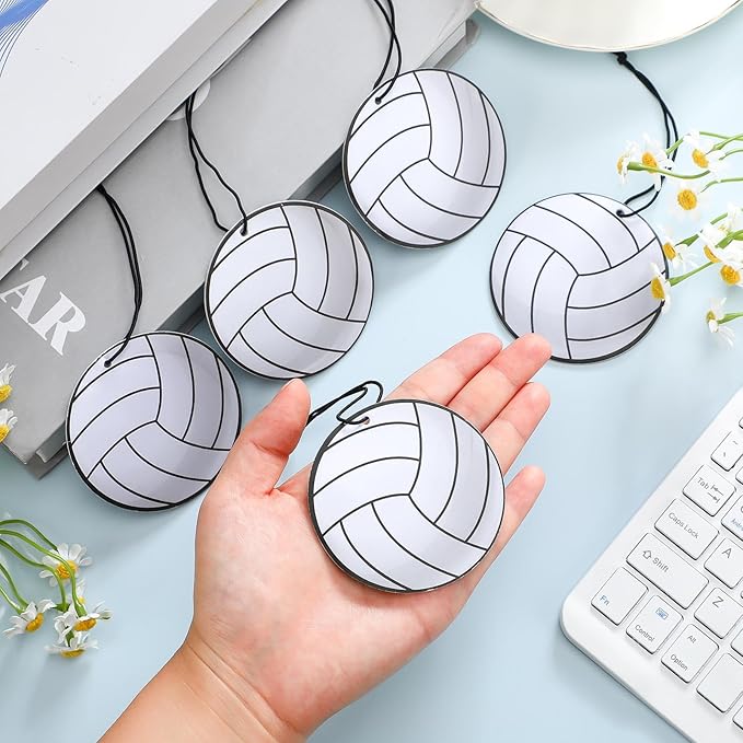 12 Pcs Car Air Freshener Hanging Long Lasting Scent Gift for Sport Lover Automotive Freshener Aromatherapy Tablet Rearview Mirror Interior Accessories Locker Office Home Decoration(Volleyball)