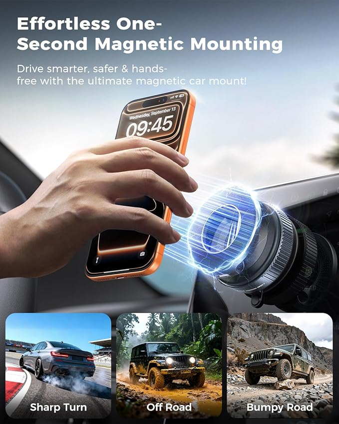 MRGLAS 2026 Upgraded Phone Holders for Your Car, Magsafe Car Mount Ultra Magnetic, 360° Adjustable Vacuum Suction Car Phone Mount, Car Truck Accessories for Men Women for iPhone 17 Pro Max Car Dash