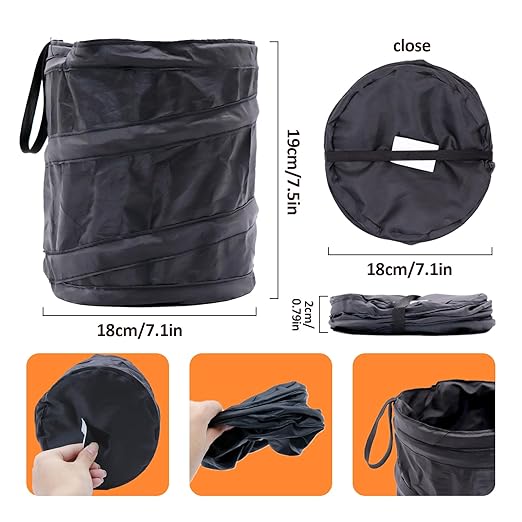 + Car Trash Can, 2 Packs Mini Collapsible Pop-up Car Garbage Can, + Foldable Trash Can, Multipurpose Portable Trash Bag for Truck/Minivan, RV, Camping & Small Spaces(2PCS)