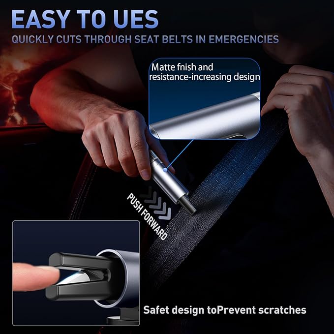 Car Safety hammer Seatbelt Cutter, Upgraded Transparent Lid Window Breaker Seatbelt Cutter Underwater,2 in 1 Emergency Automotive Escape Tools,Portable car Window Breaker Tool,car Accessories