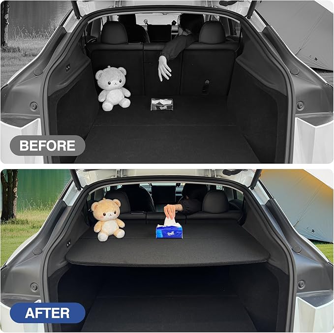 Cargo Cover for Tesla Model Y Juniper 2025 2026,Trunk Storage Board Layered Partition Board,Shield Shade Anti-Spy Luggage Privacy for Model Y Accessories