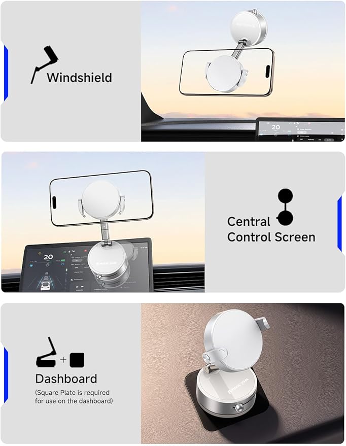 MAGIC JOHN Upgrade Ultra Magnetic Phone Holders for Your Car, Foldable Car Phone Holder Mount for Dashboard, 360° Rotatable Magnetic Phone Holder for Car, Magnetic Car Mount for iPhone All Cell Phones