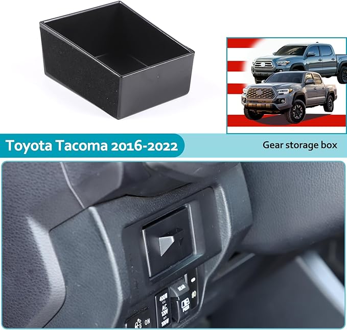 CHEAYAR Car Central Control Storage Box Compatible with Toyota Tacoma 2016-2022, Drivers Side Cubby Drawer, Coin Key Card Holder - Interior Tray Organizer Upgrade Accessories (Black - Minimalist)