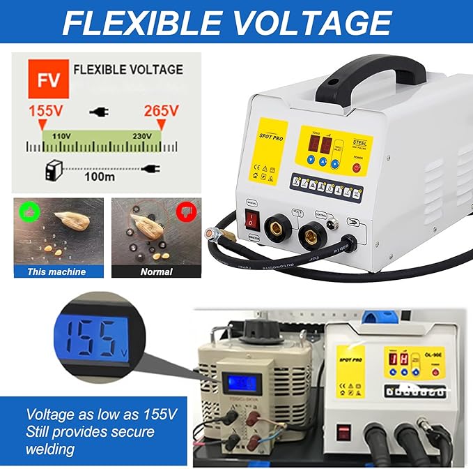 110V Spot Welder Dent Puller Kit Car Body Repair Steel Pulling Data Recovery Function Steel Iron Aluminium Car Auto Repair Machine Stud Welder Dent Puller Machine with Professional Tool Car (F90E)