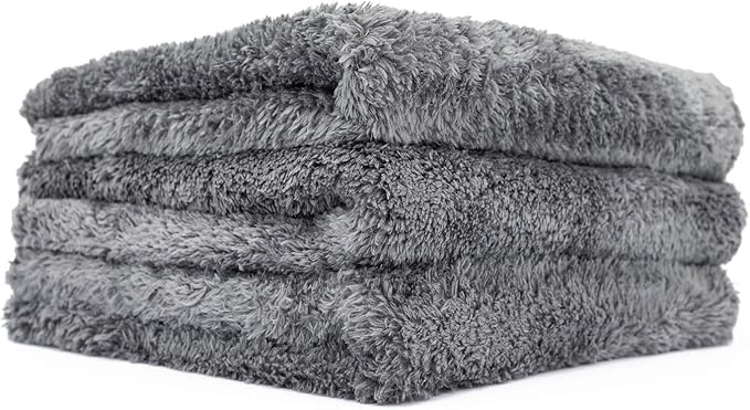 The Rag Company - Eagle Edgeless 600 - Professional Korean 70/30 Blend Super Plush, Microfiber Auto Detailing Towels, Buffing & Polishing, 600gsm, 16in x 16in, Dark Grey (3-Pack)