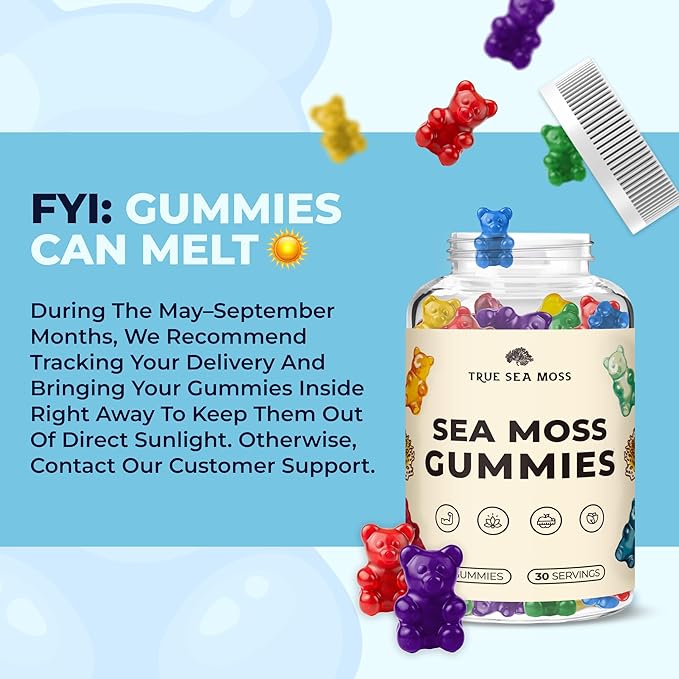 TrueSeaMoss Irish Sea Moss Gummies with Burdock Root & Bladderwrack – Formula for Adults & Kids – 60 Gummies