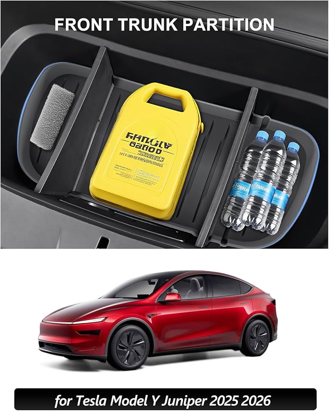 2PCS Front Trunk Partition for Tesla Model Y Juniper 2025 2026 Frunk Partition Tpe Front Trunk Organizer Dividers Model Y Accessories for Supermarket Daily Travel Goods Storage Separation