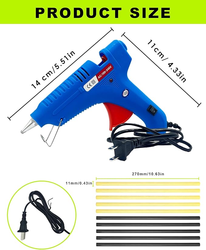 Car Dent Repair Kit Includes A 100W Hot Glue Gun + 10pcs Paintless Dent Removal Hot Glue Sticks, Suitable For Car Dent Repair, Home Renovation, Quick Daily Repairs, And Diy Craft Projects