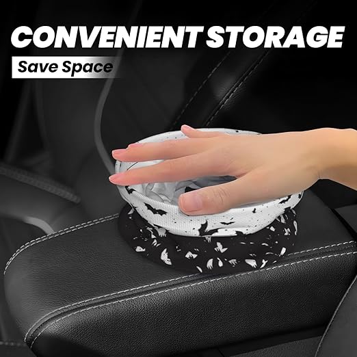 Car Trash Bag Abstract Black Bat Waterproof Trash Small Car Can Portable Collapsible Car Garbage Can Hanging for Back Seat Floor or Hanging Headrest Car Decor Road Trip Essentials