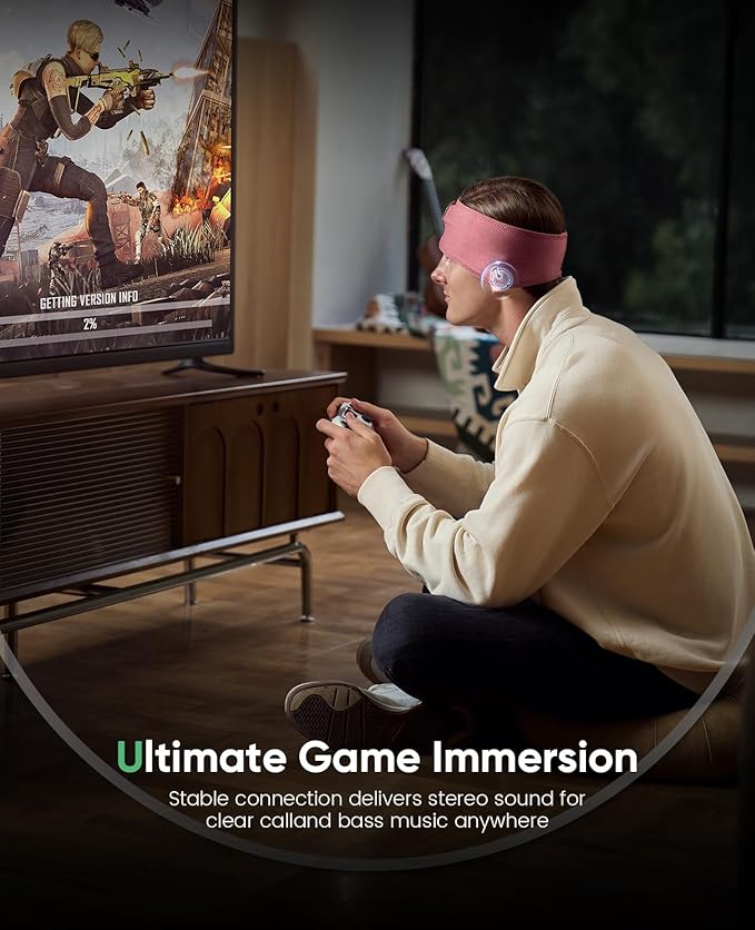 Perytong Sleep Headphones Wireless, Bluetooth Sports Headband Headphones with Ultra-Thin HD Stereo Speakers Perfect for Sleeping,Workout,Jogging,Yoga,Insomnia, Air Travel, Meditation (Brick-Red)