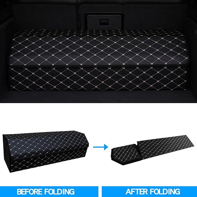 Car Trunk Organizer for Mazda3 - Custom Fit,All-Season Use，Adjustable Partition Design,Large Space Outdoor Trunk Organizer,Leather,for Mazda3 2010-2013