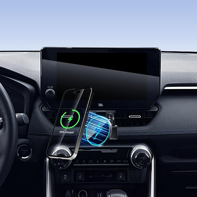Phone Mount for Toyota RAV4 2019-2024 Premium XLE, Adventure, TRD Off-Road, Limited, Hybrid XSE Accessories Car Magnetic Phone Holder for MagSafe, Strong Magnets Fast Wireless Charger Cell Phone Base