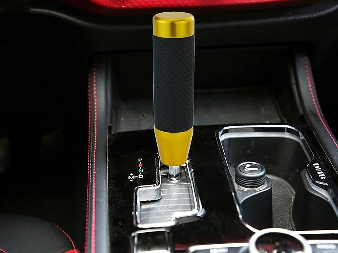 Abfer Weighted Shift Knob Short Stick Gear Shifter Adapter Leather Shift Knobs for Most Automatic Manual Vehicle Trucks,Gold