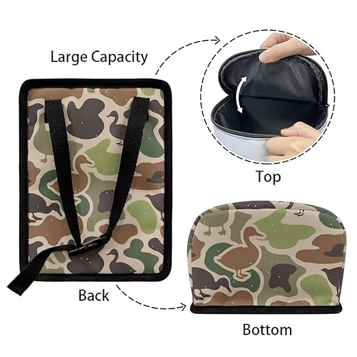 Duck Camouflage Car Trash Can with Adjustable Straps Car Trash Bin Auto Garbage Bag Multipurpose Storage Box for Vehicle Travel Camping Picnicing, Green