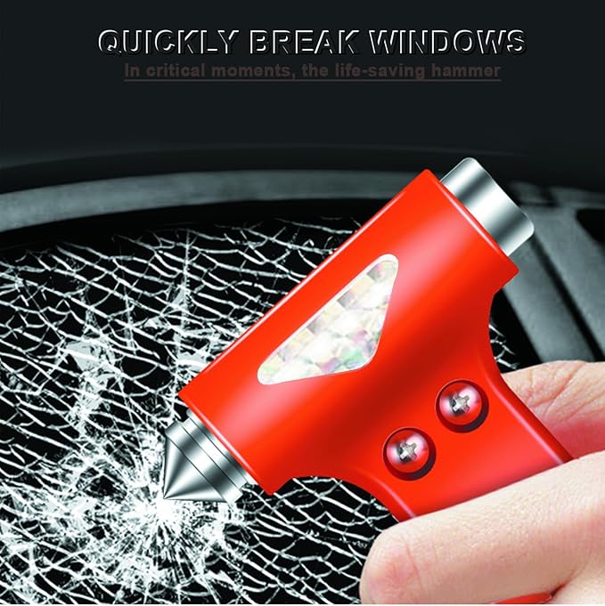 2-Pack Car Safety Hammer Seatbelt Cutter, Auto Emergency Escape Hammer with Window Glass Breaker and Seat Belt Cutter, Striking Escape Tool for Car Accidents