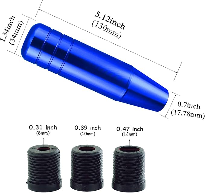 Abfer 5" Heavy Weighted Shifter Knob, Aluminum Alloy Car Gear Lever Stick Shift Handle Fit Most Automatic Manual Vehicle (Blue)