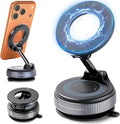 Vacuum Magnetic Car Phone Holder, 360° Adjustable Magsafe Car Mount with Strong Suction Cup for iPhone Android All Smartphones，Foldable Magnetic Phone Holder for Car/Gym/Mirror/Smooth Surface