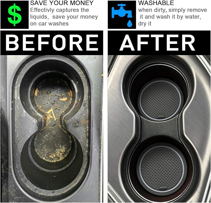 SENSHINE 3D Cup Holder Insert for Toyota Rav4 Accessories 2019-2023 2024 2025 Center Console Liner Door Pocket Mats Non-Slip Anti Dust Pad Premium Interior 16 Pcs (Gray Trim)