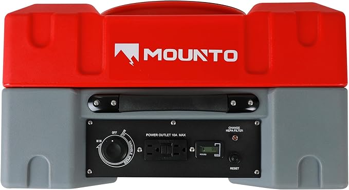 MOUNTO 550cfm Hepa Air Scrubber Industrial Air Cleaner- 550cfm Portable Air Purifier w/Variable Speed, Dual Outlet for Fire/Water Damage Restoration, Construction & Painting, Janitorial (Red)