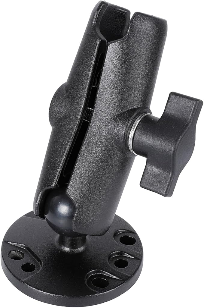 1" Ball Double Socket Arm with AMPS Hole Round Plate Base, Aluminum Alloy Arm&Drill Base, Compatible with RAM Mounts 1 Inch Ball Components, for Bike Car Motorcycle Phone Mount (4.53" Length)