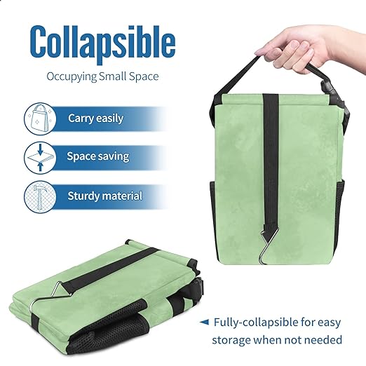 Sage Green Trash Can with Lid - Collapsible Reusable Waterproof Garage Bag, Automotive Garbage Can, Car Accessories Interior Organizer