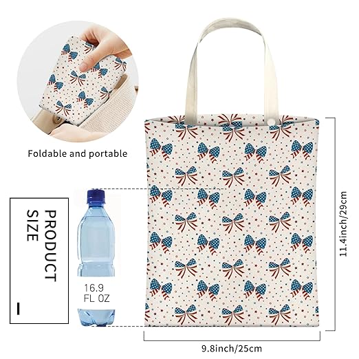 Cute Car Trash Can, Hanging Canvas Car Back Seat Organizer and Storage Bag, Funny Car Trash Bag For Travelling, Outdoor American Patriotic Bow