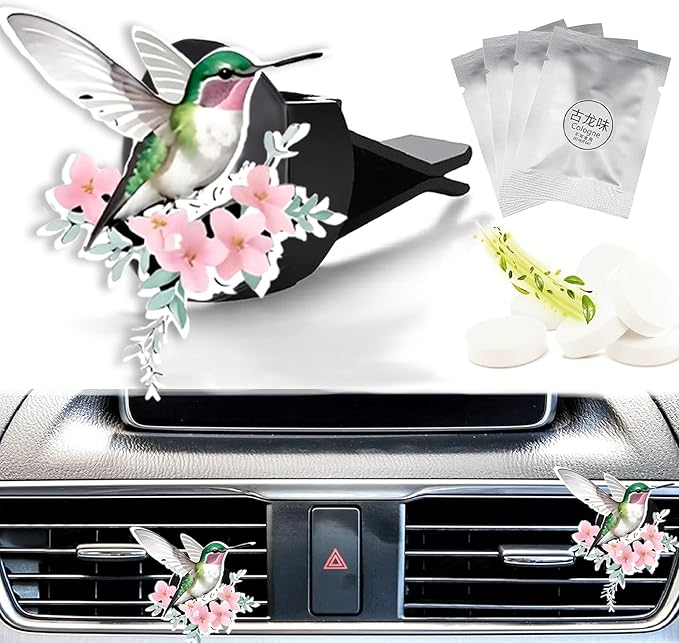 Cute Car Air Freshener Clips Hummingbird Car Vent Clip Hummingbird Cars Scents Cologne Air Conditioner Clip Auto Vent Interior Decoration Cars Accessories Hummingbirds Loves Gifts for Men Women