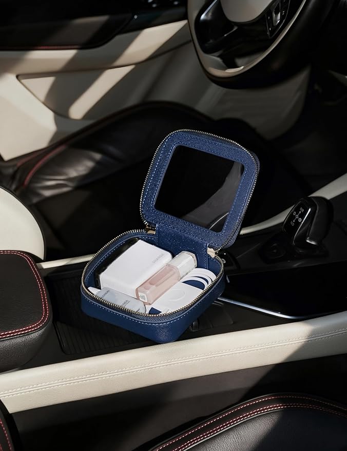 Popvibe Clear Makeup Bag Travel Cosmetic Case Transparent Toiletry Bag with Zipper, Portable Make Up Organizer Traveling Compact Car Bag for Essentials