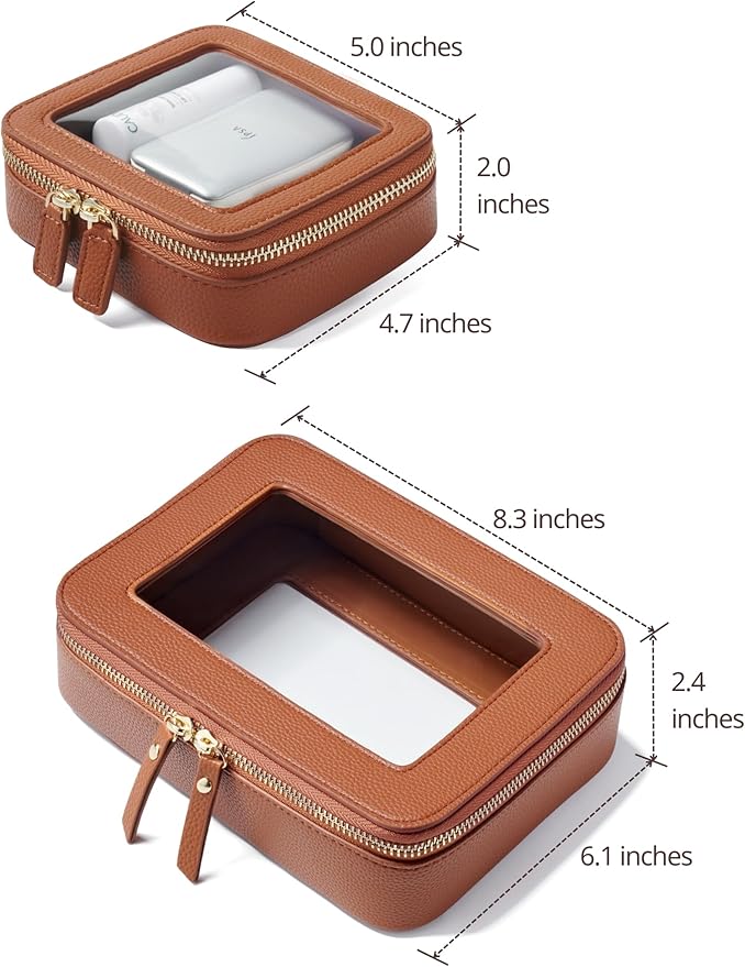 Popvibe Clear Makeup Bag Travel Cosmetic Case Transparent Toiletry Bag with Zipper, Portable Make Up Organizer Traveling Compact Car Bag for Essentials