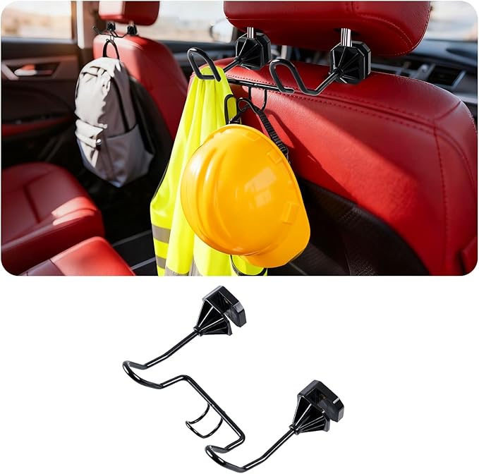 1 PCS Triple Hook Hard Hat Holder for Truck Seat Heavy Duty Metal Hard Hat Accessories Holder for Truck SUV Car Seat to Keep Helmet Safety Vest Bag Caps Car, Seat Back Hanger for Men Women