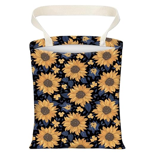 Cute Car Trash Can, Hanging Canvas Car Back Seat Organizer and Storage Bag, Funny Car Trash Bag For Travelling, Outdoor Cute Yellow Sunflowers