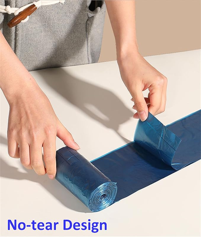 100pcs Small Trash Bags 17.82x24.8 inch for Bathroom, Office, Kitchen,Bedroom Waste Bin 1.1 Mil Thick Garbage Bags Separated Unscented Strong Rubbish Bags (Blue, 100 Counts)