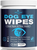 NOVEHA 150PCs Cat & Dog Eye Wipes Tear Stain Remover for Discharge and Crust | White Pet Face Wipes | Easy Daily Pets Gentle Eye Cleaner for Whitening & Cleansing Without Irritation | Round Wipes
