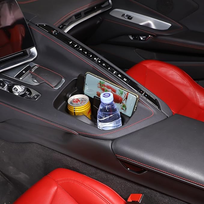 CHEAYAR Cup Holder Inserts Compatible with Chevrolet Corvette C8 2020-2023 Z06 Z51, Expander for Car, Pocket Organizer, Shelves Designed Things Like Phones and Glasses, Accessory (C8-SBJ)