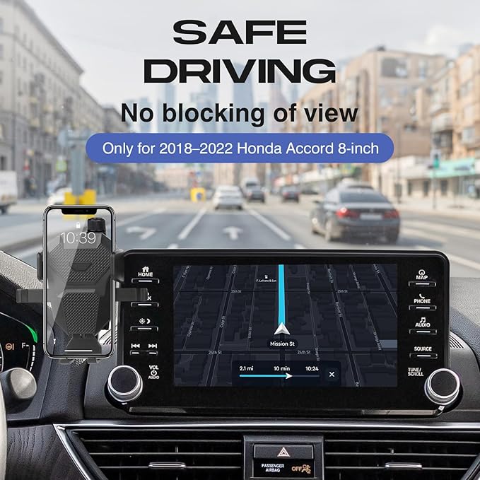 Car Phone Holder for Honda Accord 2018-2022 Accessories,Adjustable GPS Accord Phone Mount for 8-inch Screen,Hands-Free Ultra Stable Phone Stand for All Phones