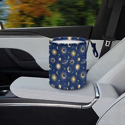 Moon Star Car Trash Can, Cute Car Trash Bag, Hanging Organizer and Storage Bag, Universal Fit for Front Seat, Back Seat, Floor, Headrest