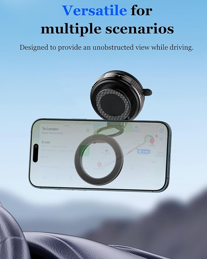 Magnetic Phone Holder, for Magsafe Car Phone Mount, Hands-Free 360° Vacuum Suction Cup Phone Holder for Car/Gym/Mirror/Shower, Compatible with iPhone 17/16/15/14/13/12 Pro Max/Android