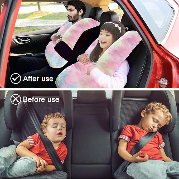 Travel Pillow, Travel Pillow for Kids, Sleeper Hold Pillow Travel, Removable U-Shaped Pillow for Adults and Children to Support Head and Body in The Back Seat of Long Car Trips (DCPink)