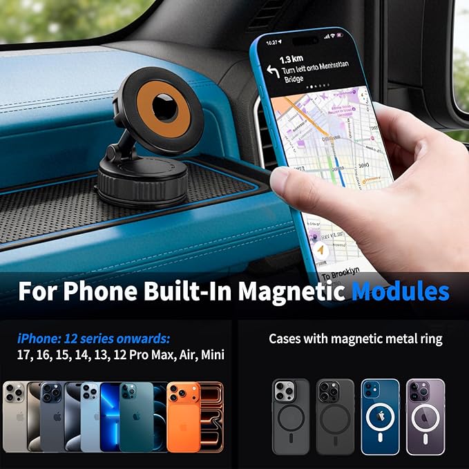 Magnetic Phone Holder for Car, Car Phone Mount 360 Degree Adjustable, Strong Magnetic Phone Holder for iPhone 17 Pro Max 16 15 14 13 12 Plus