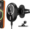 OHLPRO for iPhone 17 Magsafe Car Mount Charger, 15W Fast Charging Magnetic Holder with 3M Adhesive Base for Dashboard, Mag Car Holder for Vent Clip Compatible with iPhone 16/15/14/13 Pro Max, Black