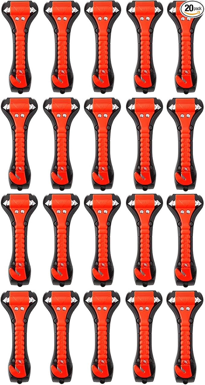 20 PCS Car Safety Hammer Emergency Escape Tool Auto Car Window Glass Hammer Breaker and Seat Belt Cutter Escape 2-in-1 for Family Rescue & Auto Emergency Escape Tools