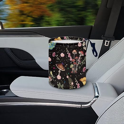 Murshroom Trash Bag, Car Garbage Can Hanging Back Seat Organizer Trash Can Bin for Vehicle, Travelling, Camping